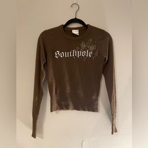 South Pole Sweater w Embroidery on Brown & Lightweight Fabric